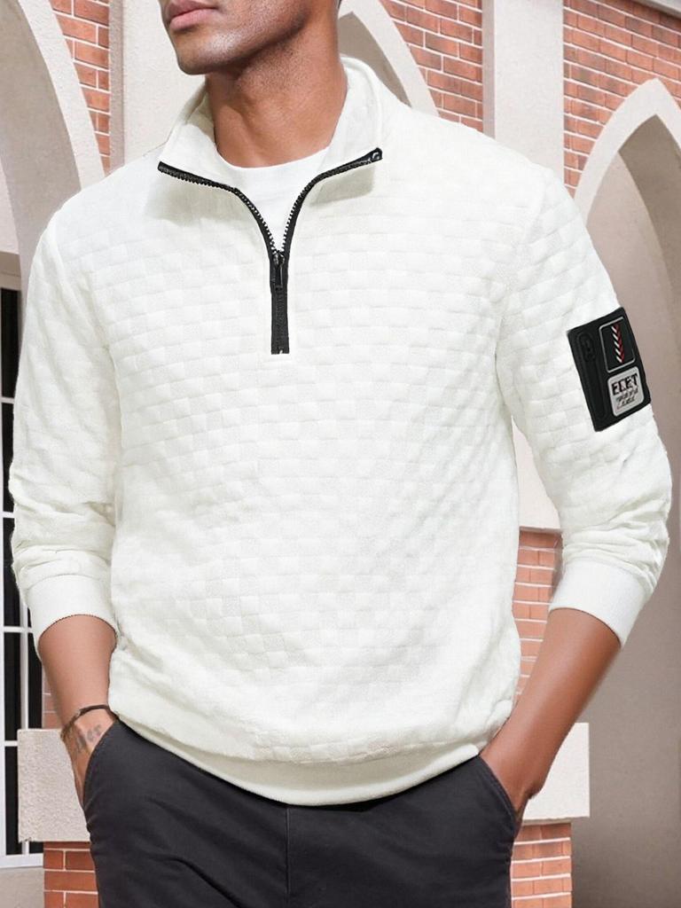 Men's Tactical Fleece Plaid Zipper Hoodie with Stand Collar