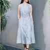 Women Casual V-Neck Summer Sleeveless Stripe Dress