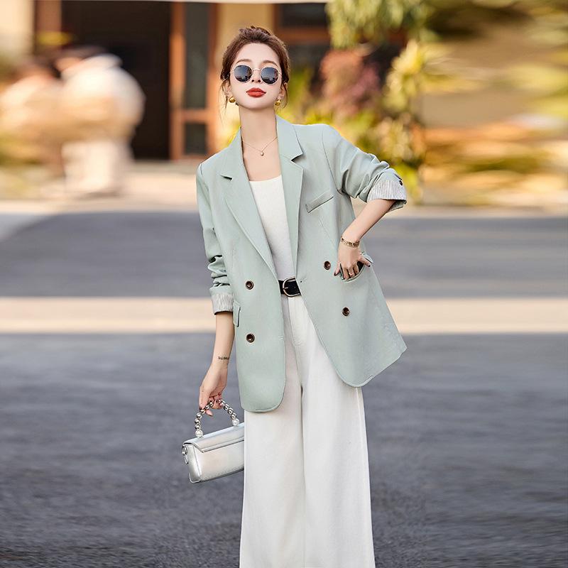 

2023 Women s Versatile Slimming Blazer: Chic Spring & Autumn Fashion for Petite Figures XL (130-140 jin) чорний