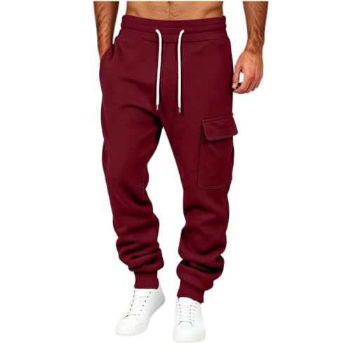 Men's Casual Color Jogger Sweatpants with Elastic Waist and Pockets