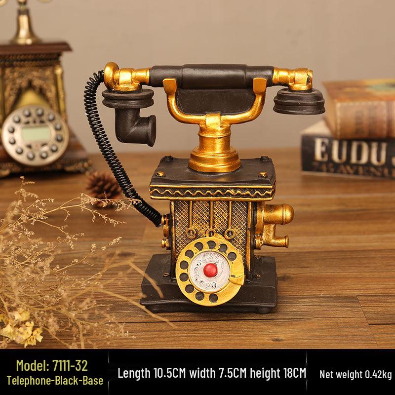 European Retro Resin Telephone Ornaments: Classic Wall and Desktop Decor for Cafes