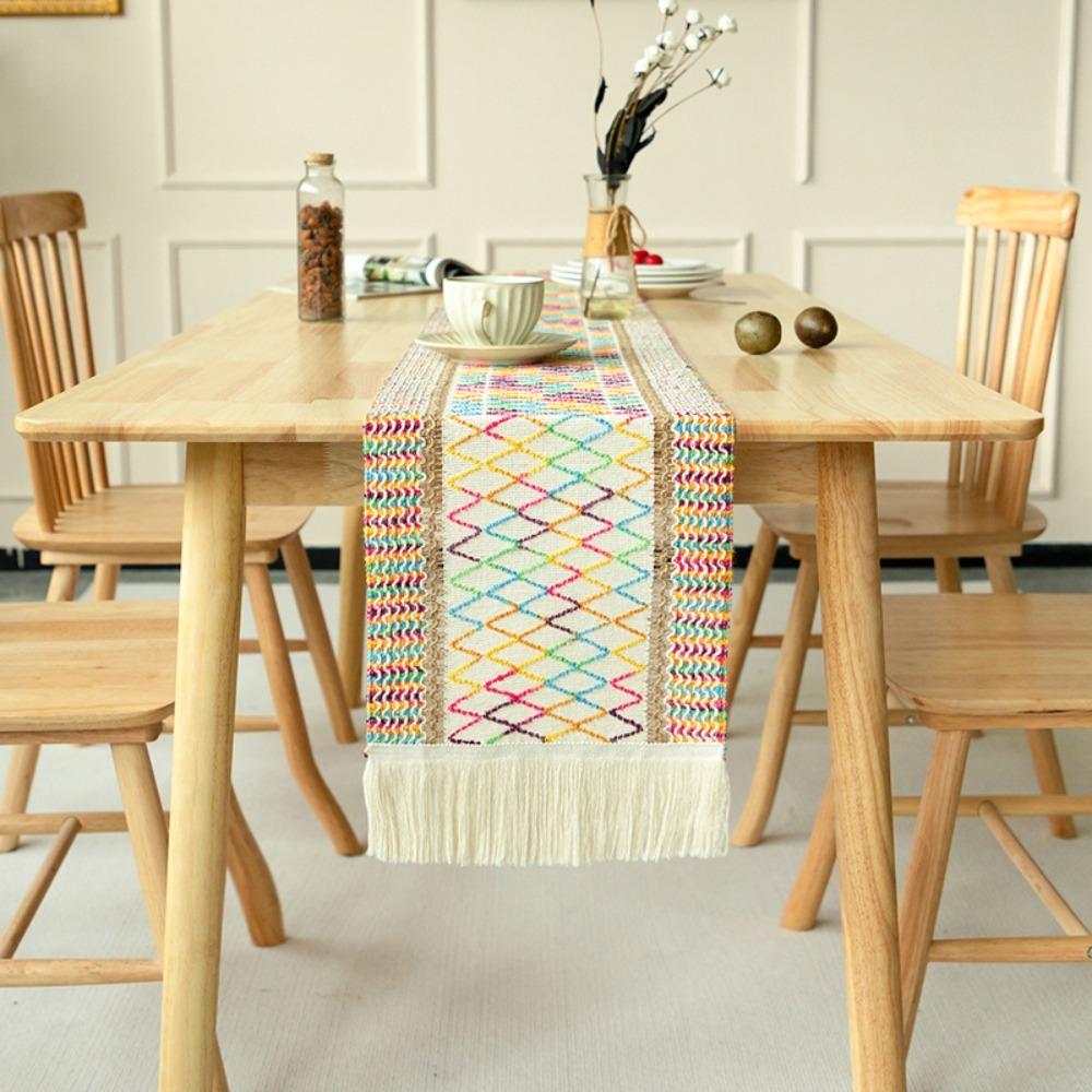 Cotton and Linen Bohemian Table Runner Nordic Style Table Cover Household Table Flag  Dining Table