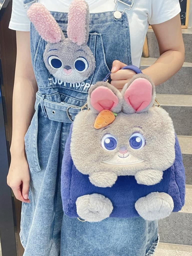 Cartoon Bunny Plush Shoulder Bag For Women With Large Capacity And Cozy Design For Daily Use