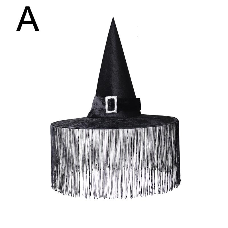 Halloween Witch Hat Wide Brim Tassel Witch Hat Costume Accessories Holiday Diy Decorations Cosplay Costume Props