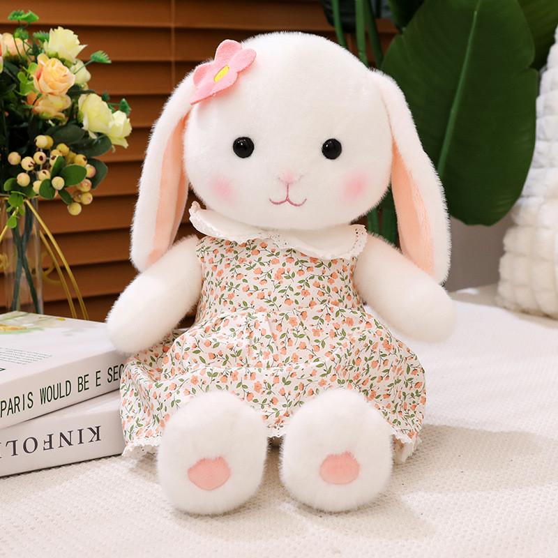 

Floral Colorful Dress Emily Rabbit Plush Toy With Soft Pp Cotton Filling Children For Pink Dress,40cm