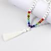 Creative 108 Beads Colorful Stone Necklace & 8mm Chinese Tassel Knot Bracelet