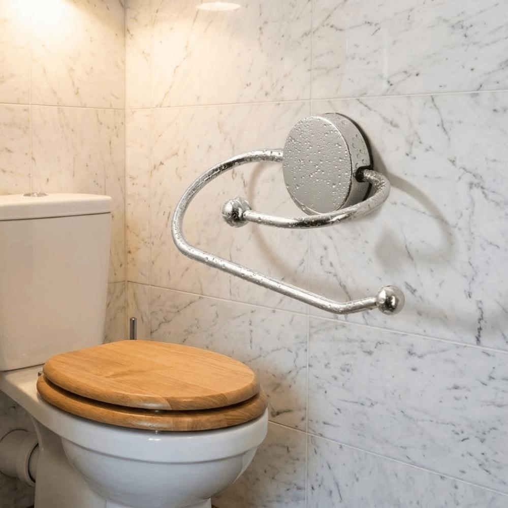 Stainless Steel Bathroom Tissue Holder with Suction Cup Rust-Resistant Toilet Paper Storage Rack Waterproof Wall Mounted