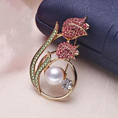 Squisita Spilla Tulipano, Spilla da Donna in Perle di Lusso Leggero, Senso di Design di Nicchia, Spilla Antiriflesso