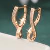 Women's Concise Elegant Synthetic Zirconia Hoop Earrings Retro Exquiaite Golden Plated Banquet Wedding Jewelry Accessories Craft