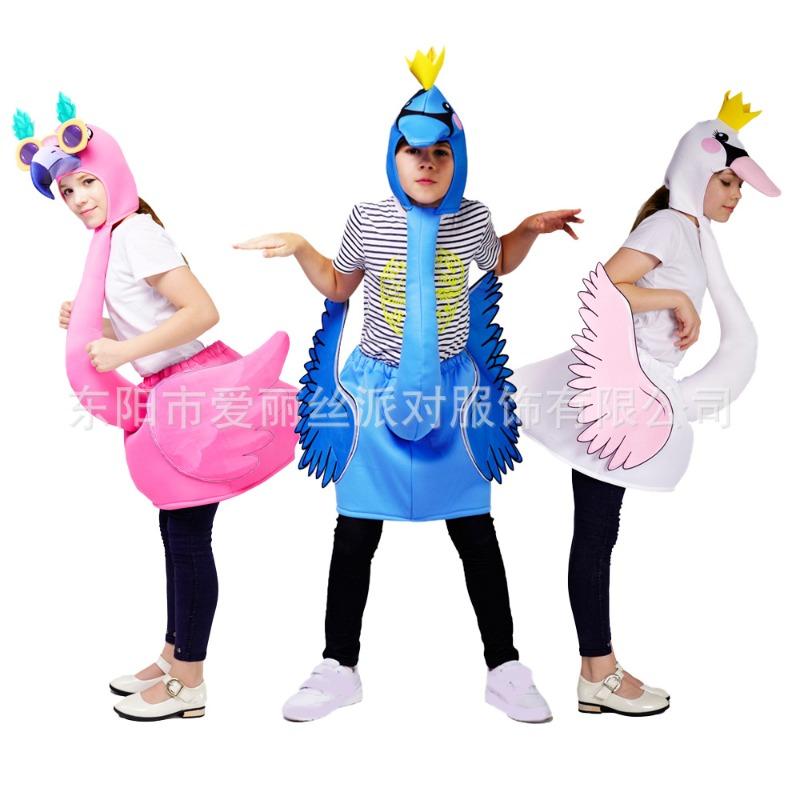 Children's Halloween Flamingo stage costumes, Flamingo character costumes, funny party costumes