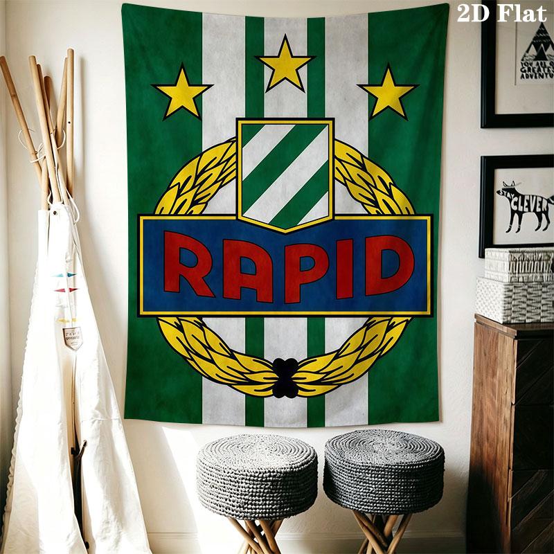 Rapid Vienna logo Wall Hanging Printed Fabric Blanket Decorative Tapestries for Bedroom Living Room Home Decor