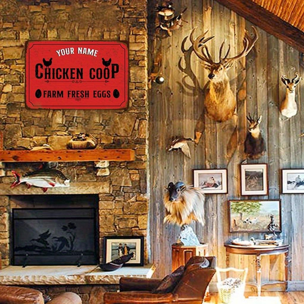 Personalized Custom Name Chicken Coop Metal Tin Sign Farmhouse Wall Art Decor