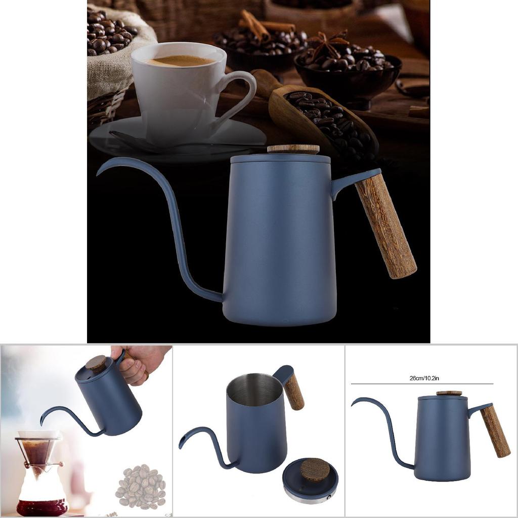 600 ml Mode Handtag i Rostfritt Stål Drip Kaffekanna Svanhals Pip Vattenkokare;Svart: