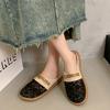 Fashion Breathable Weaving Hollow Out Women's Slippers Summer Flat Casual Mueller Shoes 2025 Women Linen Versatile Half Slides