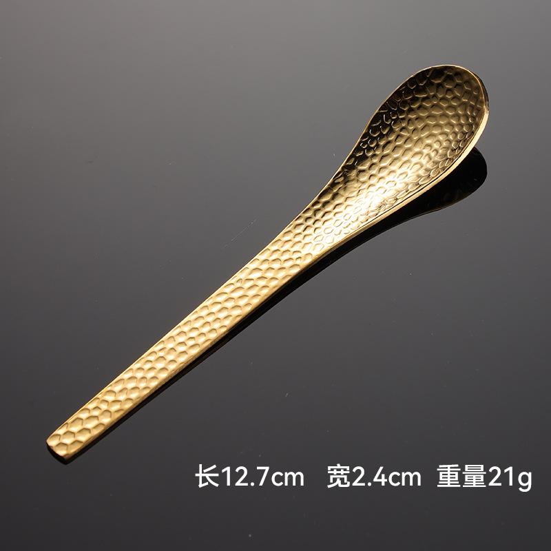 304 Hammer Stainless Steel Coffee Dessert Spoon and Fork Japanese Small Fresh Ice Cream Spoon Cake Mooncake Fruit Fork