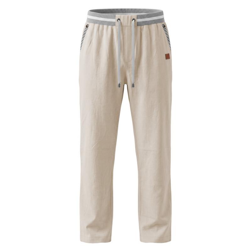 Men S Linen Straight Leg Striped Casual Quick Dry Long Pants