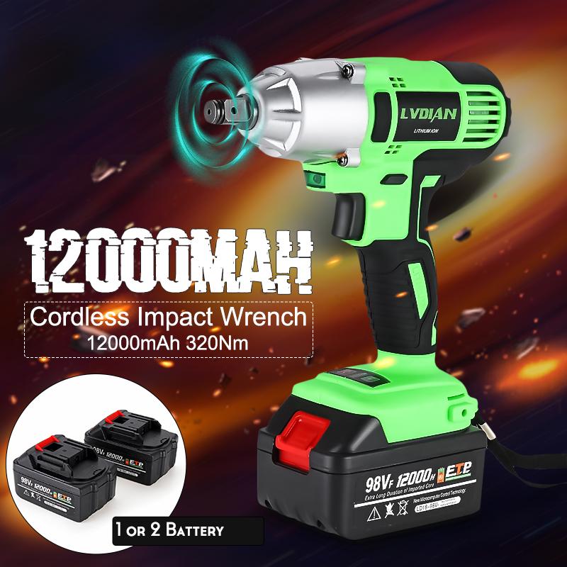 Buy 98V 320Nm Impact Drill Cordless Wrench Drill Gun Set Electric Drill