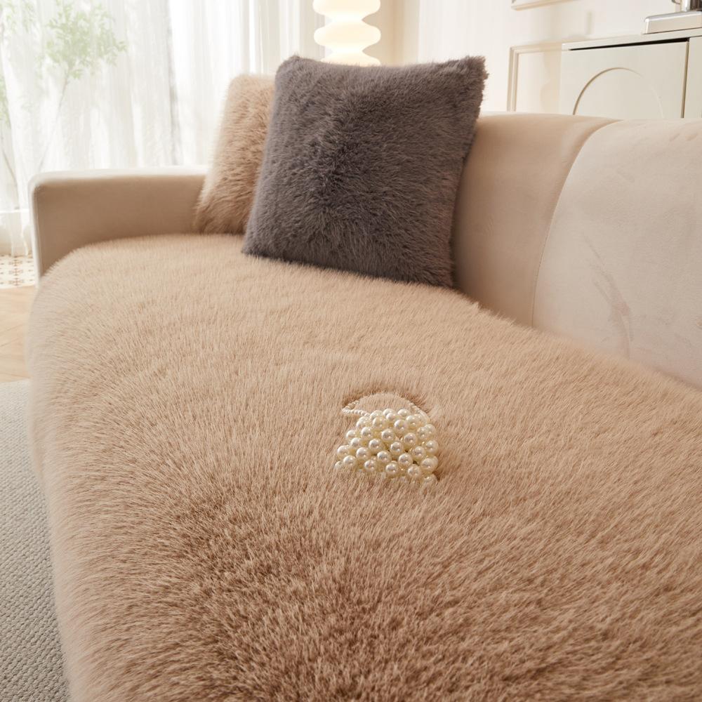 Mink Velvet Special-Shaped Sofa Cushion  Autumn And Winter New Solid Color Sofa Cover Cloth Towel Non-Slip Fixed Leather Sofa Cover