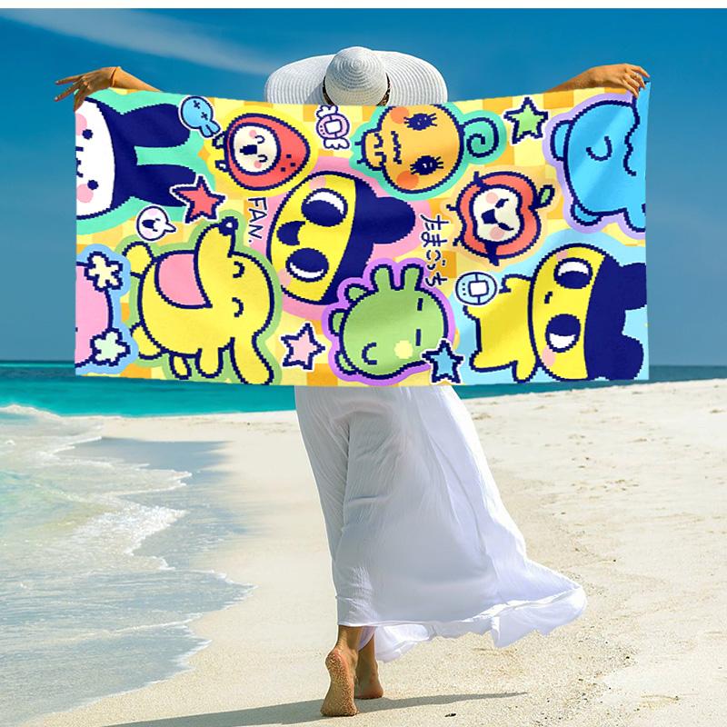 Proof Beach Towel with T-Tamagotchis Virtual Pet Pattern - Soft,absorbent,quick-drying,machine Washable - Perfect for Swimming,camping,bathing