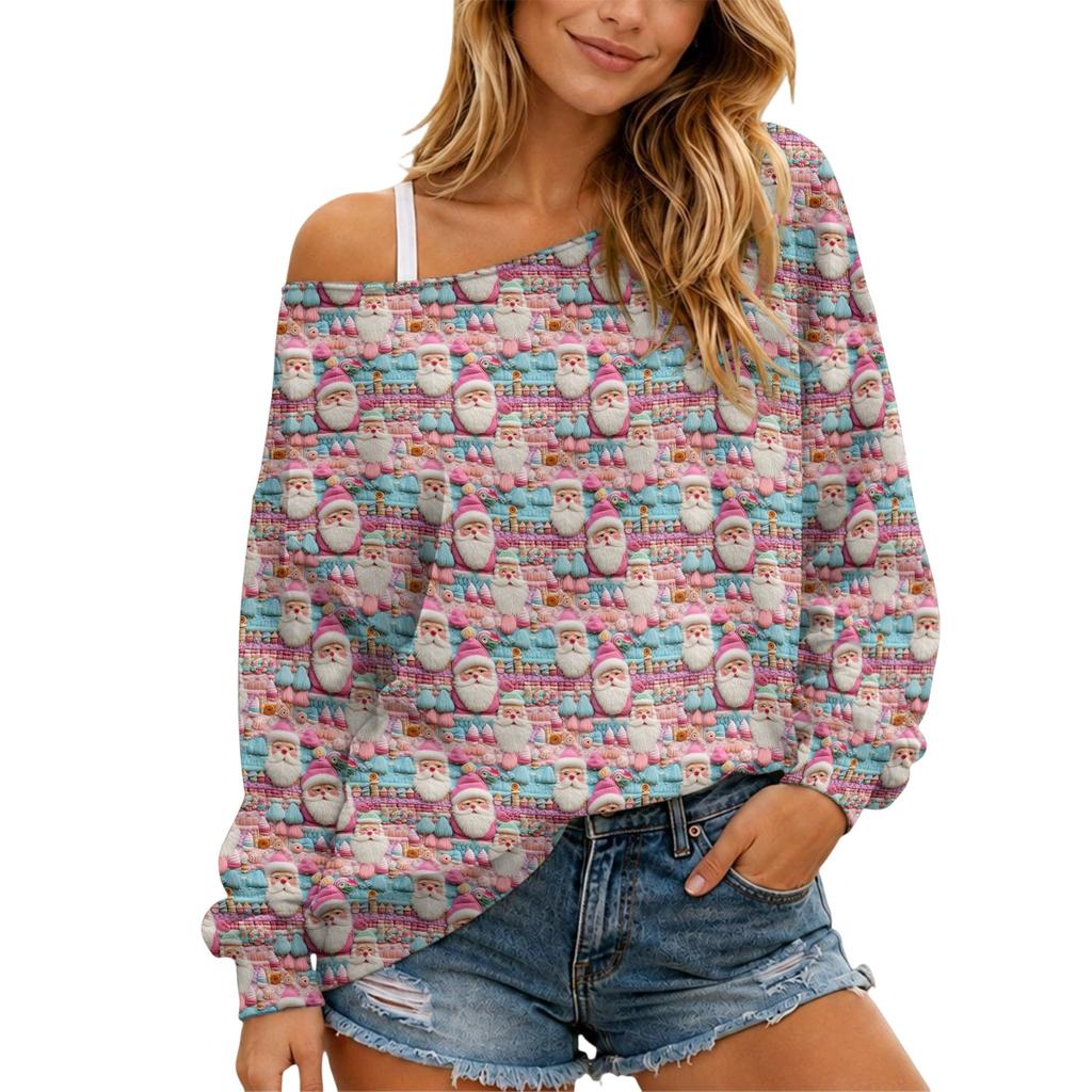 Women's Christmas Long Sleeve Top, Casual Loose Fit Comfortable Holiday Shirt