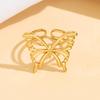 Retro Elegant Hollow Butterfly Ring - Fresh Pastoral Style Open Animal Finger Ring in Stainless Steel