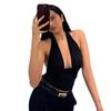 2025 Spring/Summer Women's Solid Color Sexy Halter Backless Slimming Tank Top