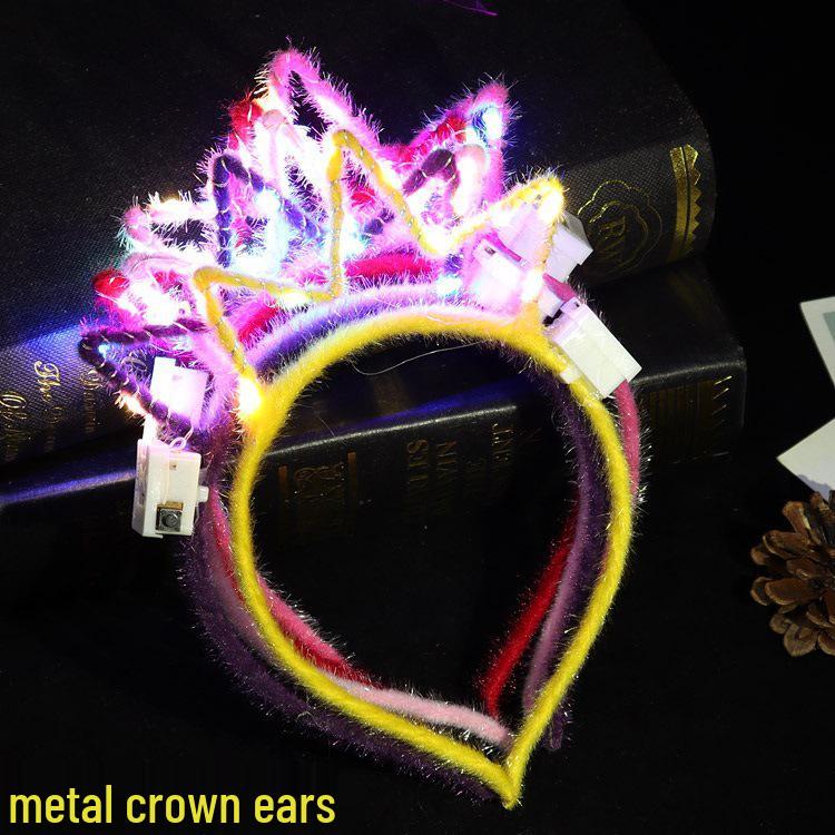 LED Light-Up Headband: Glow Cat & Rabbit Ears Crown with Flashing Lights