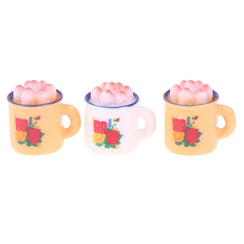 5Pcs Dollhouse Miniature Food Play Scene Decoration Mini Cup Cake Enamel Basin Doll Accessories Toy