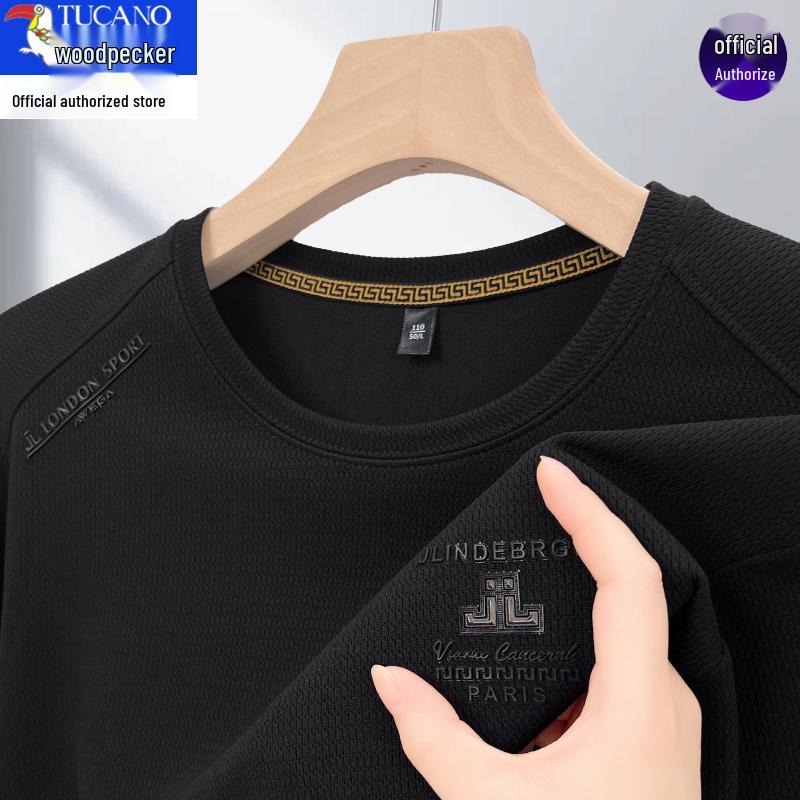 Woodpecker Men's 2025 Fleece-Lined Crew Neck Long Sleeve Sweatshirt for Autumn/Winter