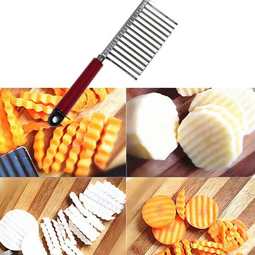 New Stainless Steel Potato Chip Dough Vegetable Crinkle Wavy Cutter Slicer Fruits Food Cutterly Tool