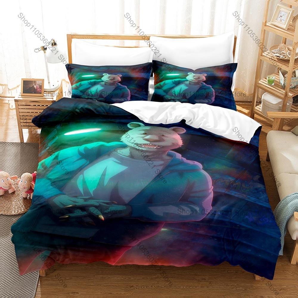 Anime Beastars 3 Pieces Duvet Cover Set Cute Kawaii Bed Set Soft Microfiber Bedding with Pillowcases for Fans Gift