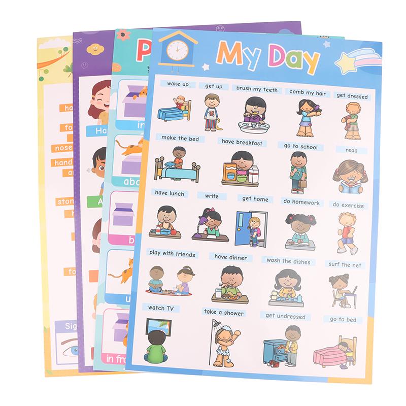 1 Set Classroom Decor 18 Themes Kid English A3 Big Cards Abc Letter/Animal/Numbers/Weather Learning Chart Kindergarten Supplies