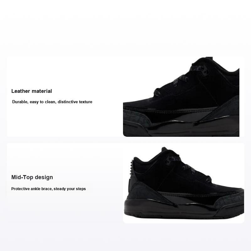 Air Jordan 3 Retro TD Black Cat 2025 Детские кроссовки Темно-угольный DM0968-001 26