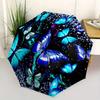 Automatic Folding Umbrella with Blue Butterflies & Sparkling Background, 8 Sturdy Ribs, Lightweight & Durable for Outdoor, Tra