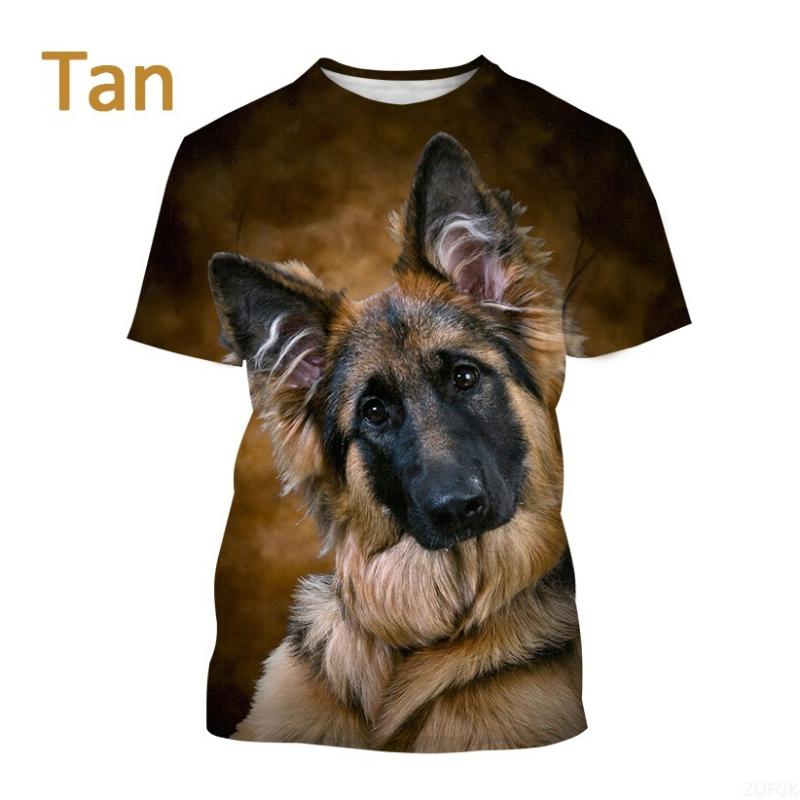 Unisex Fun Dog 3D Printed Cute T-shirt Summer German Shepherd Pattern Round Neck Short Sleeve Top