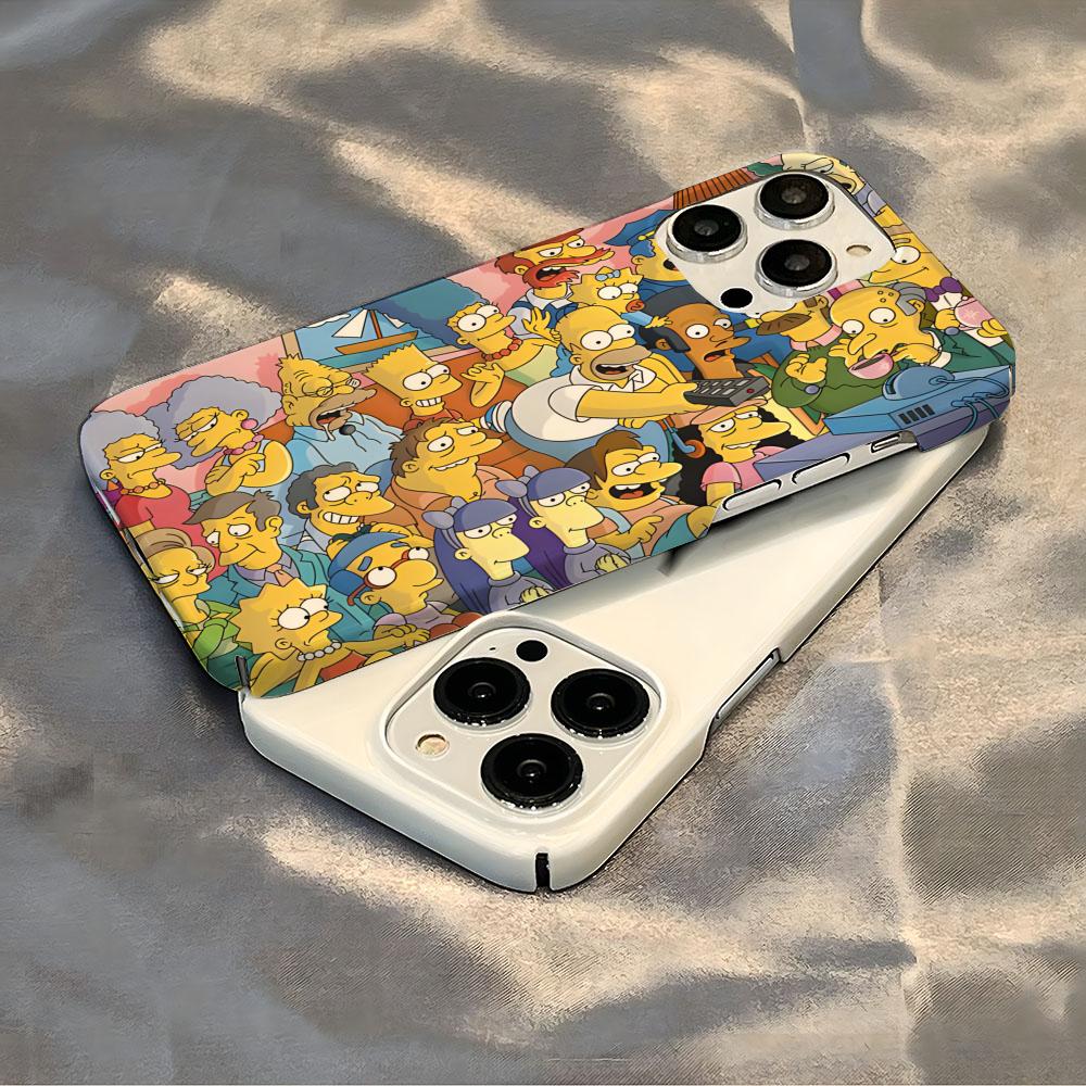 Disney Funny Cartoon Homer Simpson Family Phone Case Luxury For IPhone 16 15 14 13 12 11 Plus Pro Max Mini Glossy HD Hard Film S