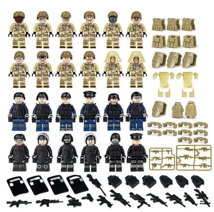Confezione Meigao O-3 bambola polizia forze speciali con pistola tuta Geely giocattolo educativo per bambini con blocchi da costruzione assemblabili