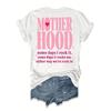 Womens Mothers Day Mother Hood Letter Print Crew Neck Short Sleeve Casual T Shirt Spring Summer Top