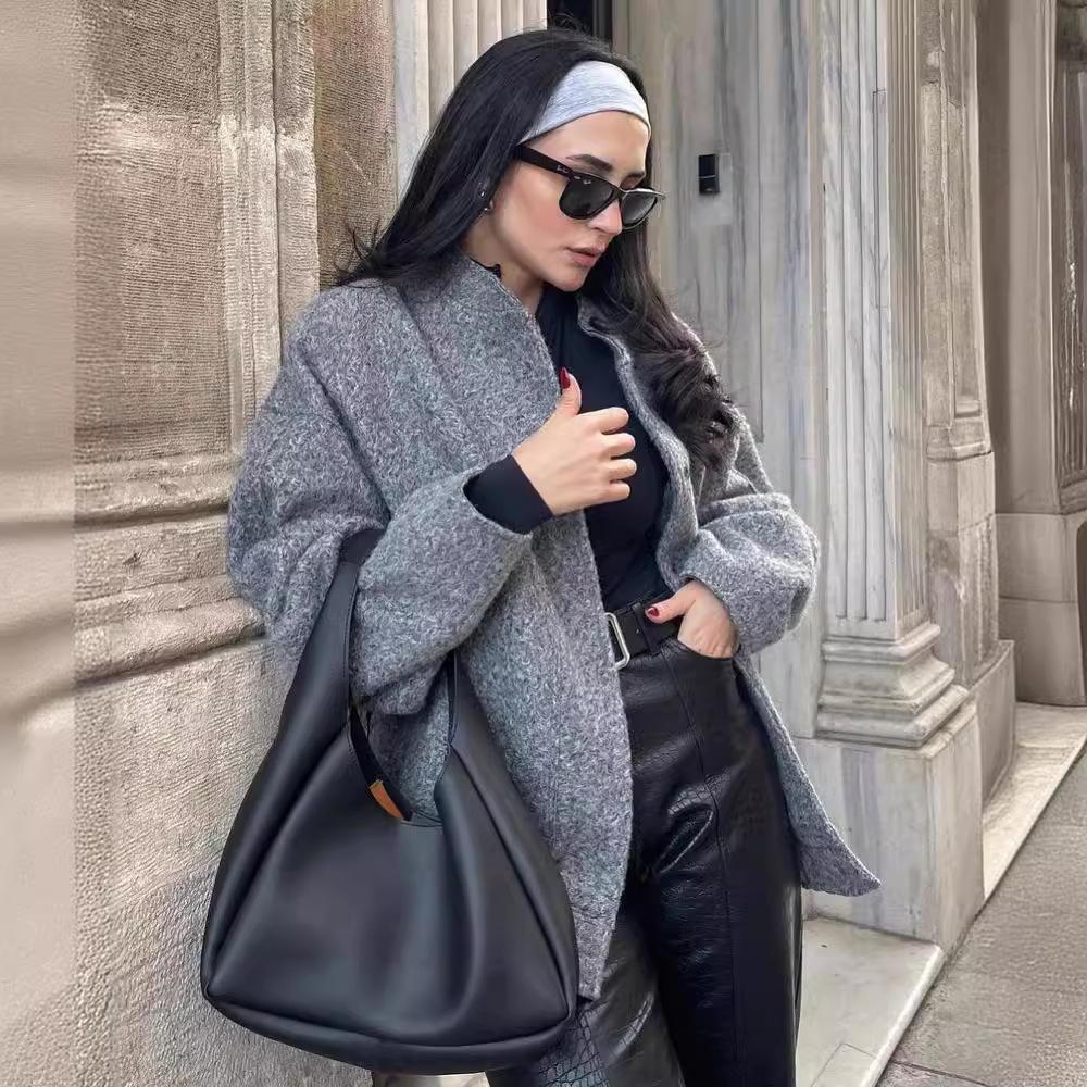 Y2K Loose Bomber Jackets Women Autumn Winter Casual Terry Pockets Long Sleeve Fashion Streetwear Chic Female Baseball Coat