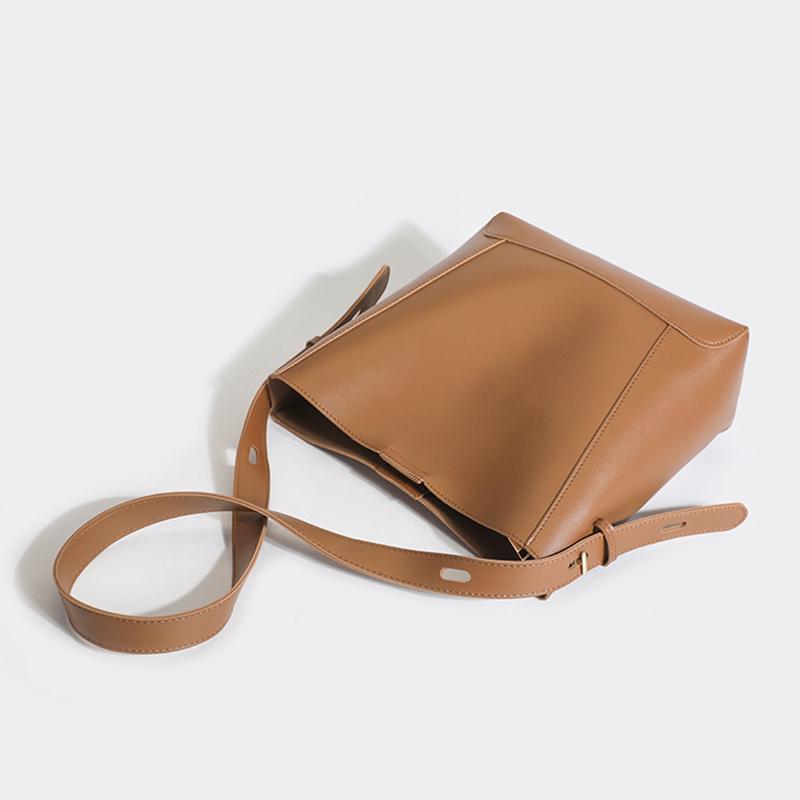 Women's Bucket PU Leather Shoulder Bags Large Capacity Brand Crossbody Bag Solid Color Totes Handbag Designer Ladies Messenger Bag