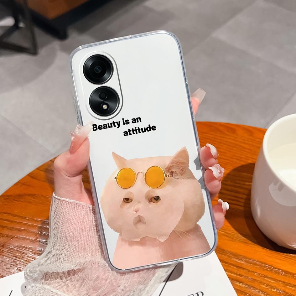 Carcasă nouă pentru Oppo A58 A57 A57S A57e A77 A77S A78 A79 A98 A38 A2 F23 K11 4G 5G Model animal drăguț din silicon transparent anti-alunecare Carcasă durabilă pentru Oppo Capa