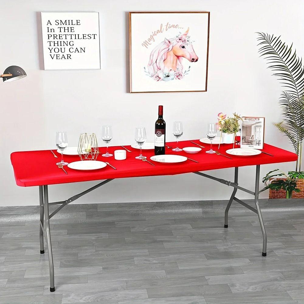 6FT Universal Spandex Tablecloth Elastic Fitted Stretch Rectangular Tablecloth Washable Wrinkle Resistant Patio Table Cover