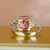 BELLA BOX Simulation Pink Tourmaline Vintage Ring Open Tune Zircon Square Ladies Ring Boutique Jewelry