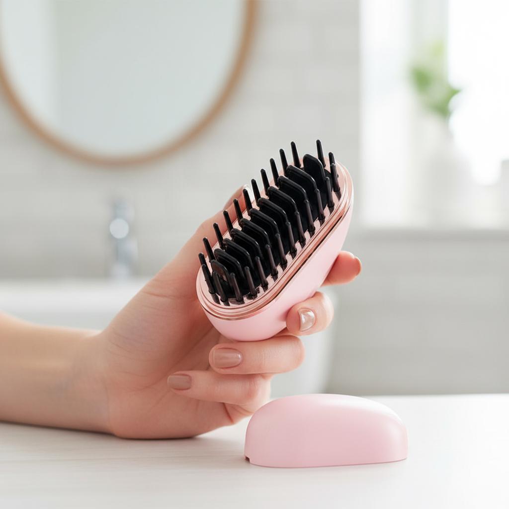 Mini Portable Hair Straightener Brush with 3 Temp Settings Hair Straightening Comb Cordless Hair Straightening Brush for Travel