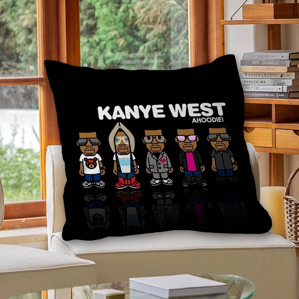 Rap Singer KKanyeS WWestS Pillow Covers Cartoon Sofa Decorative Home Doublesided Printing Short Plush Cute Cushion Cover