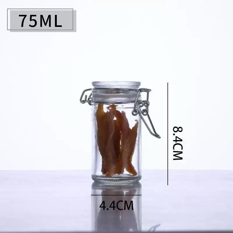 Small Capacity Snap Lid Glass Storage Jar for Dried Fruit & Tea