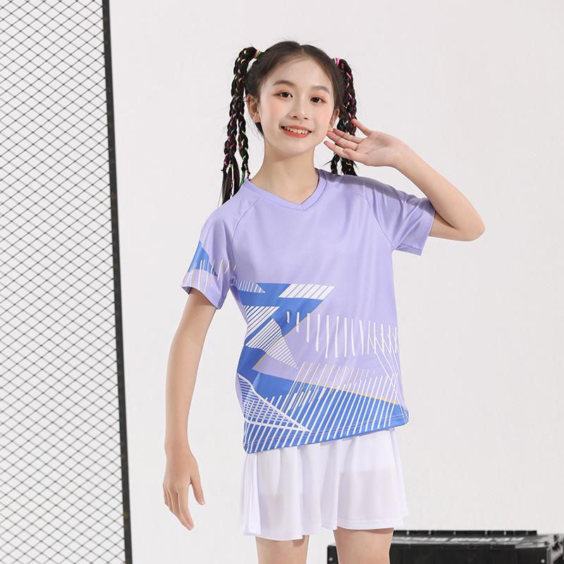 Children's badminton jersey sports suit boys and girls printed table tennis volleyball adult training game jersey wholesale