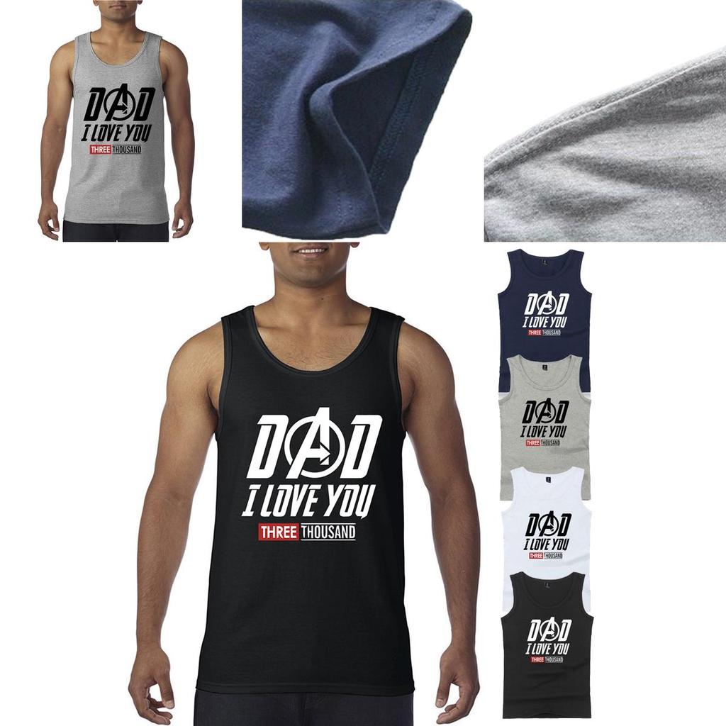 Premium Cotton Dad I Love You 3000 Tony Stark Avengers Fathers Day Sleeveless Tee