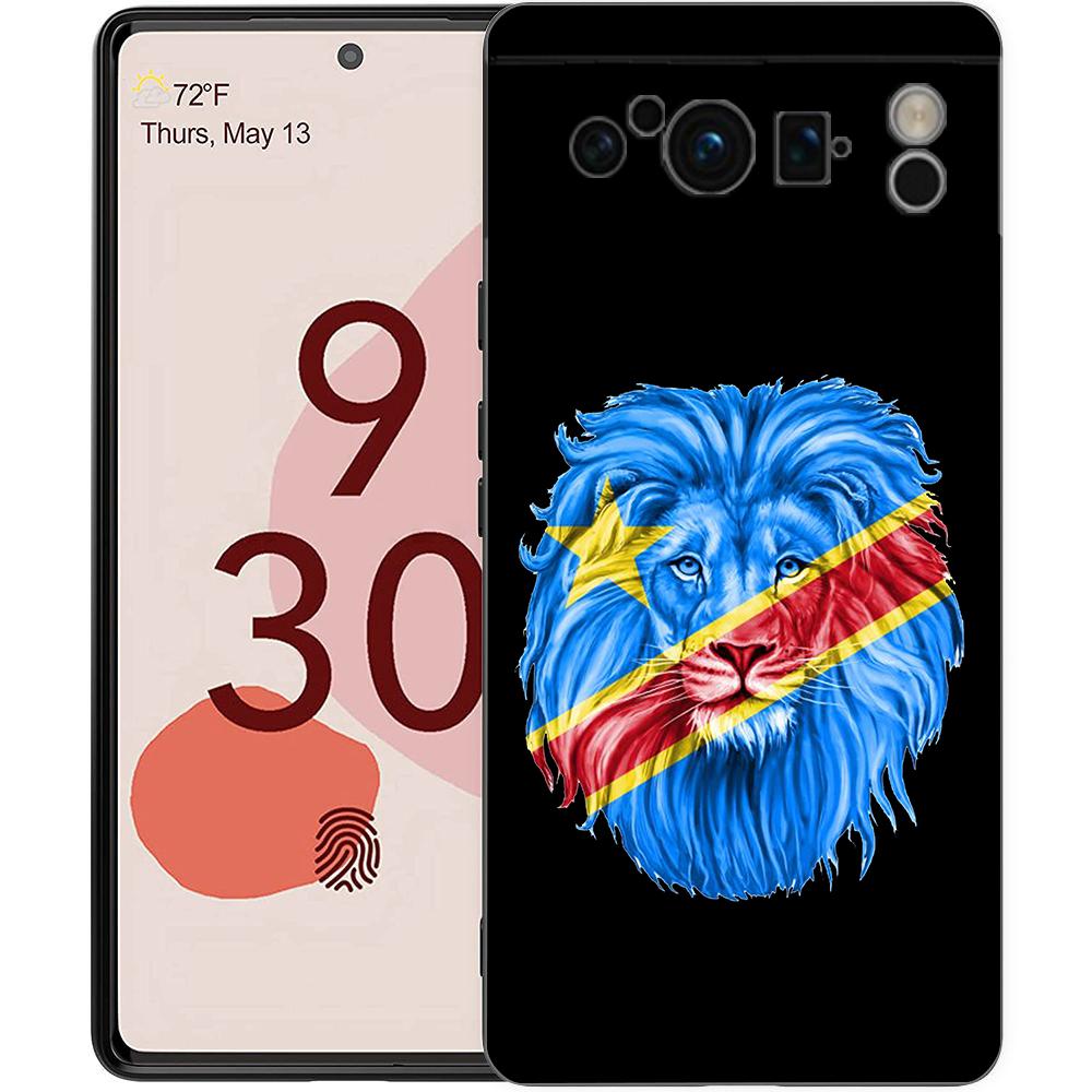Handyhülle für Google Pixel 8 A 7 6 Pro 6A 5G Schwarz Weiche Stoßfeste Rückseite Silikon TPU Hülle Coque Kongo-Flagge