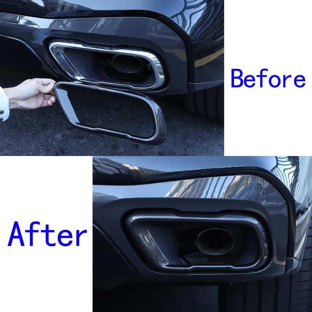 LLKUANG Stainless Car Tail Muffler Exhaust Pipe Output Cover for BMW X5 G05 X6 G06 X7 G07 2019-2024(Suitable For M Sports Version) (Carbon fiber